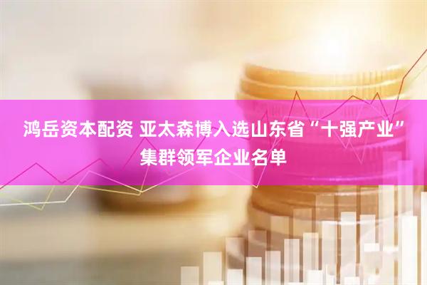鸿岳资本配资 亚太森博入选山东省“十强产业”集群领军企业名单