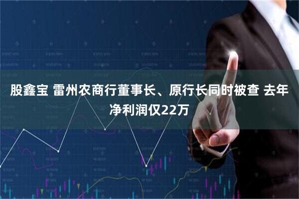 股鑫宝 雷州农商行董事长、原行长同时被查 去年净利润仅22万